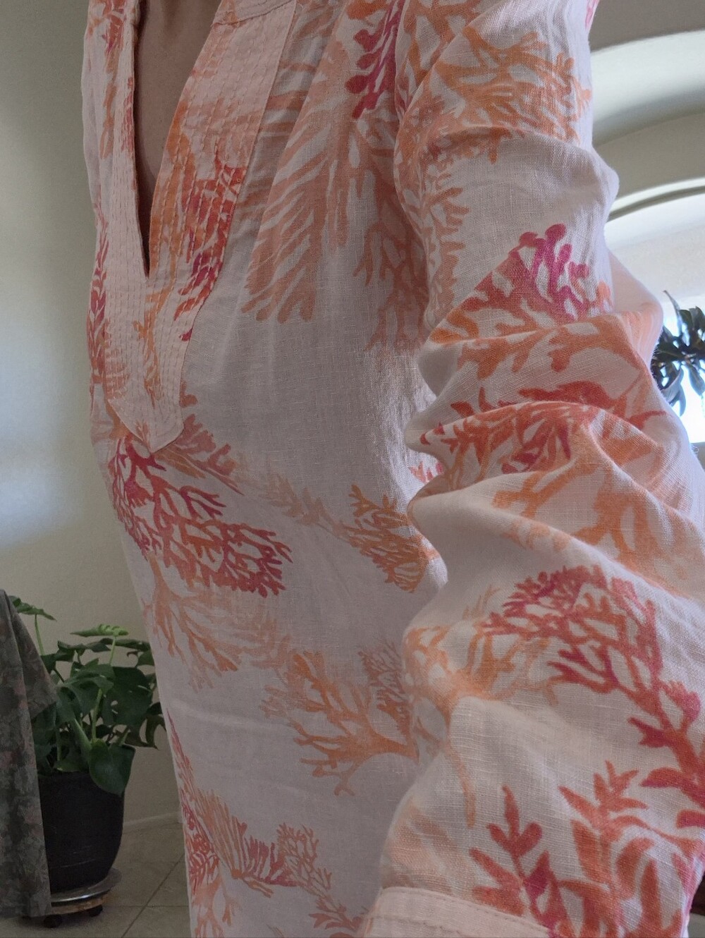 Chico's 100% Linen, Kurta Dress With Pockets Sz 12/14 Large - Picture 15 of 17